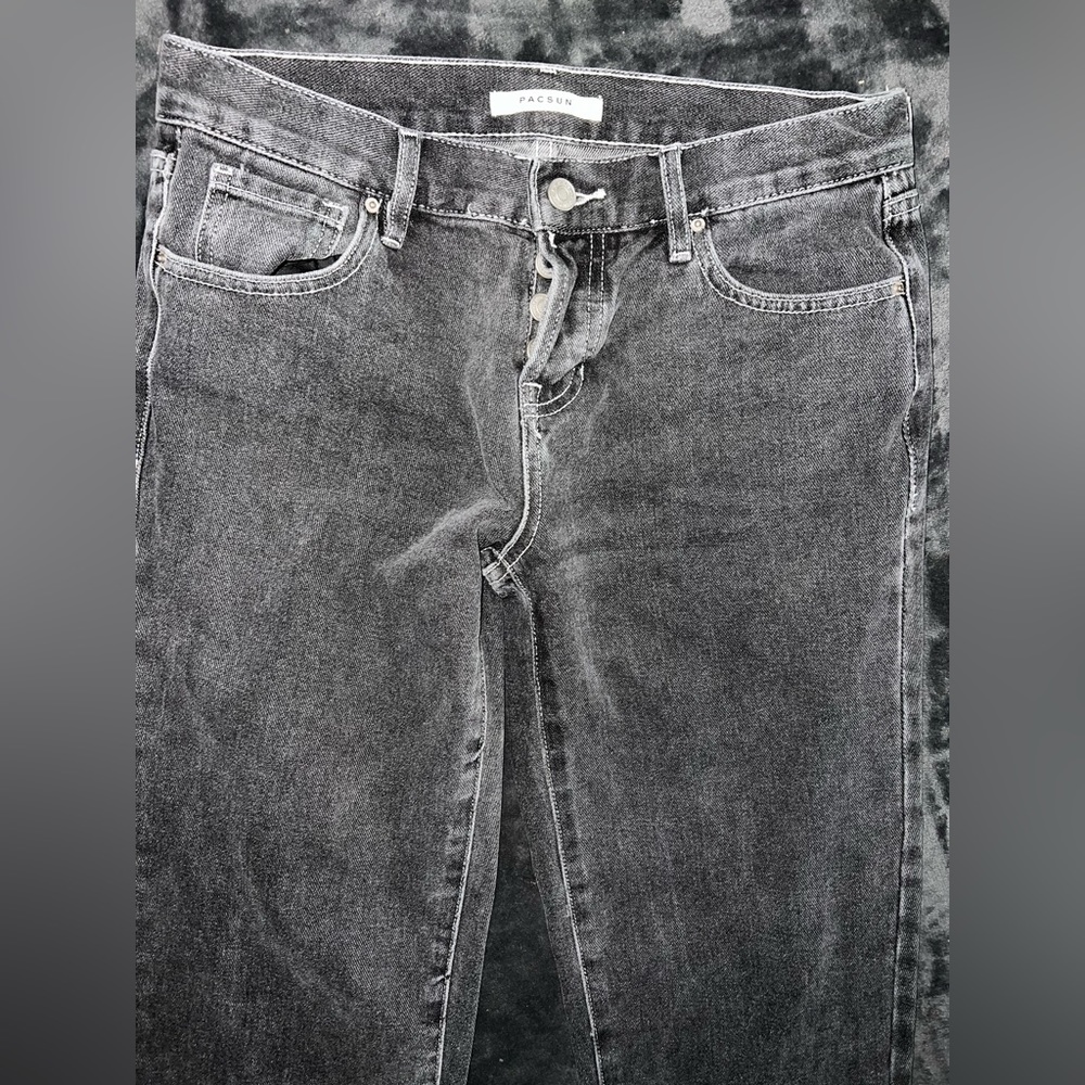 Pacsun Black Low Rise Straight Leg Jeans Size 27 - Picture 7 of 10
